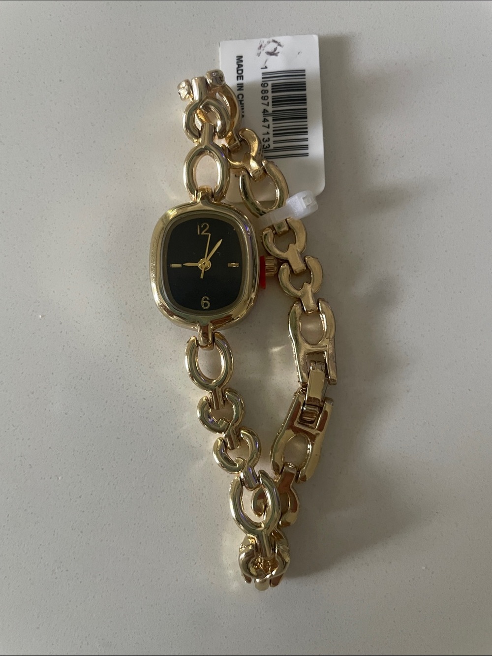 Altar'd State Gold Link Bracelet Watch with Black Dial